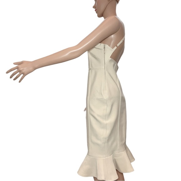 PETITE BANDAGE HALTER BODYCON MIDI DRESS, size 10, COLOR: Ivory - Picture 6 of 6